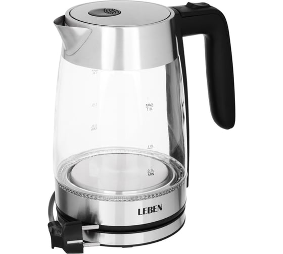 Изображение товара Электрический чайник LEBEN 1.8 л, 1850 Вт, стекло, LED подсветка 291-069