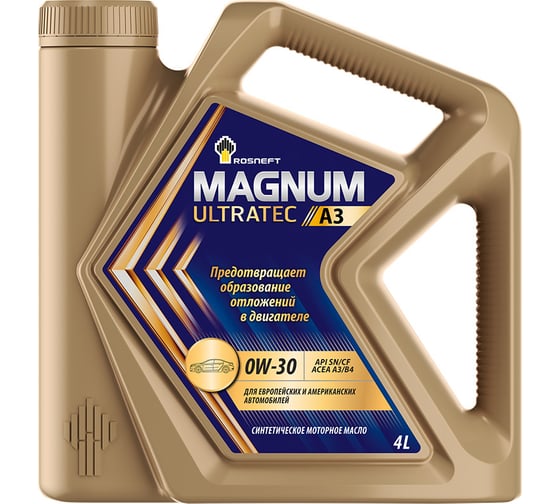 Изображение товара Моторное масло Роснефть Rosneft Magnum Ultratec A3, 0W-30, канистра 4 л (-РНПК) 40816842