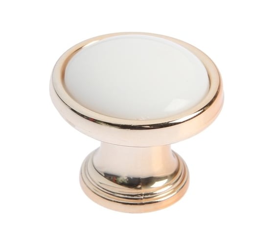 Изображение товара Ручка-кнопка CAPPIO РК101, диаметр 32 мм, пластик, цвет золото с белой вставкой 7434122