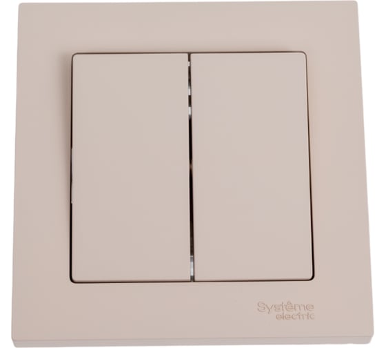 Изображение товара 2-клавишный выключатель Systeme Electric Atlasdesign песочный сх.1, 10ах, (в сборе с рамкой) ATN001252