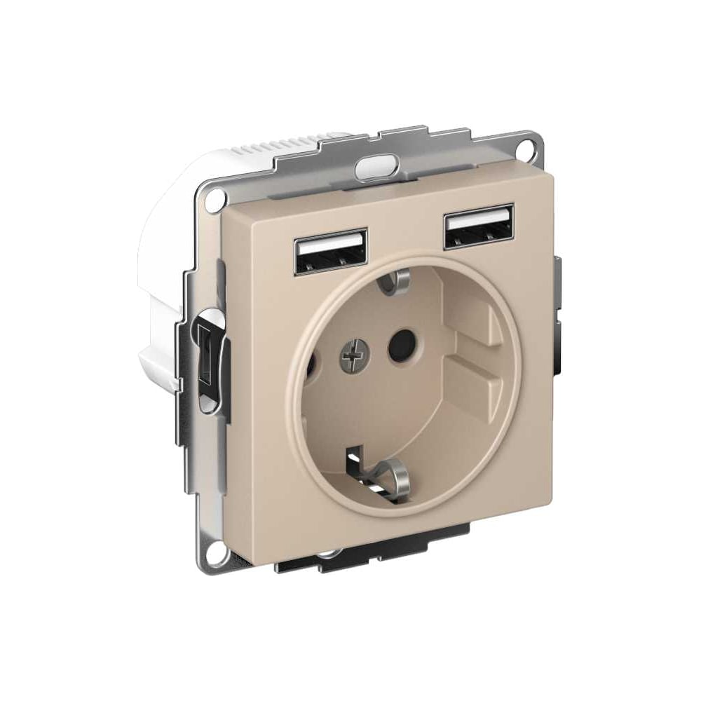 Изображение товара Розетка Systeme Electric Atlasdesign песочная 16А с 2 USB-A