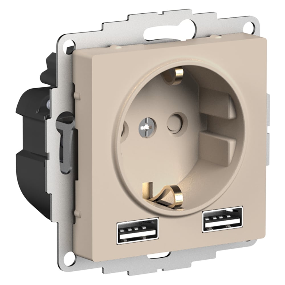 Изображение товара Розетка Systeme Electric Atlasdesign песочная 16А с 2 USB-A
