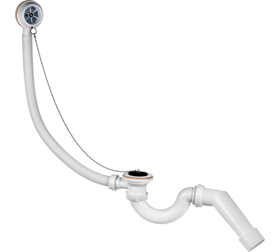 Изображение товара Слив-перелив для ванны Wirquin проточного типа, выпуск пластик с пробкой и цепочкой 30975107