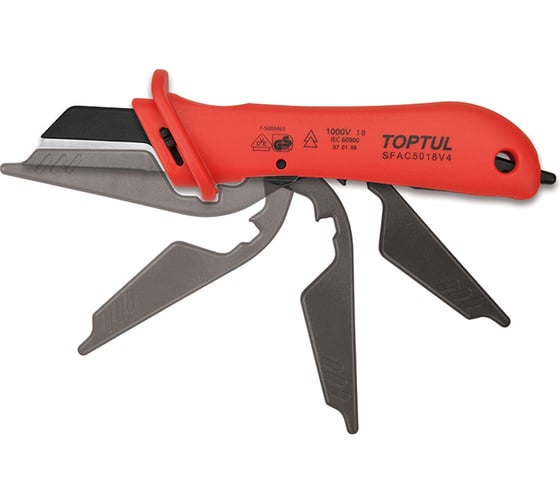 Изображение товара Кабельный нож TOPTUL VDE 1000 В, с откидной защитой SFAC5018V4