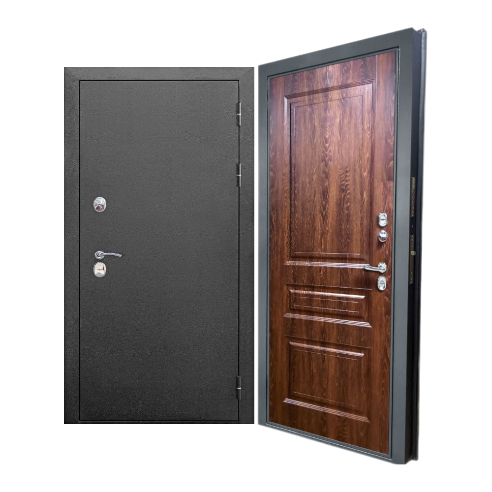 Входная дверь ООО ВДК ДМ Термо Классика Антик серебряный/МДФ 10 мм Дуб Филадельфия Коньяк, 860х2050 мм, правая ДМ62