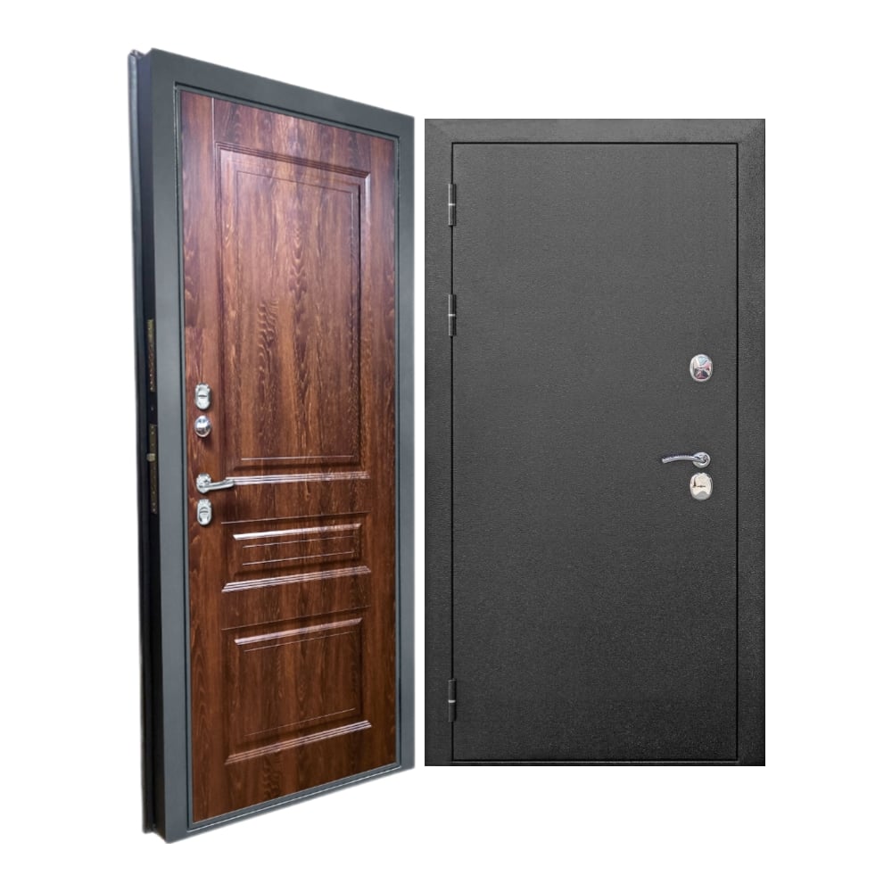 Входная дверь ООО ВДК ДМ Термо Классика Антик серебряный/МДФ 10 мм Дуб Филадельфия Коньяк, 960х2050 мм, левая ДМ63