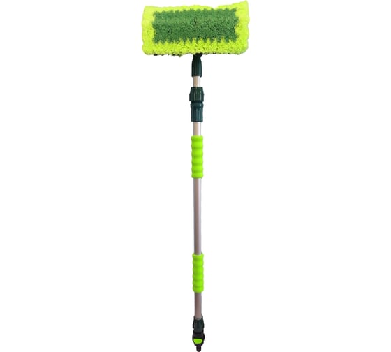 Изображение товара Телескопическая щетка для мытья ZiZay длина 1,6 метра, с клапаном под воду и краником, щетина 25x5 см ZZ0123
