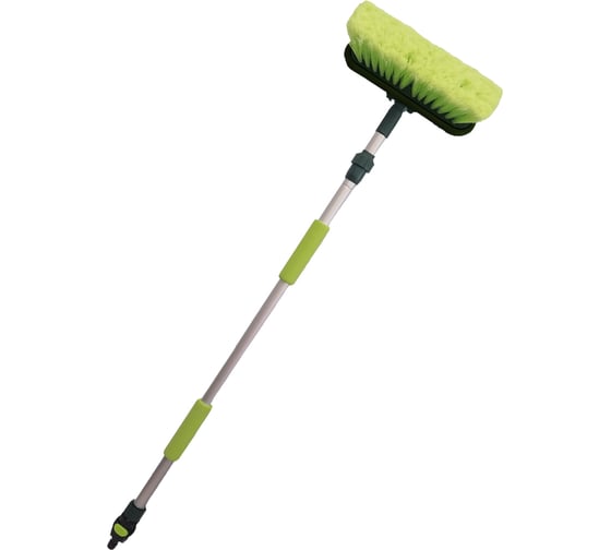 Изображение товара Телескопическая щетка для мытья ZiZay длина 1.6 метра, с клапаном под воду и краником, щетина 25x5 см ZZ0126