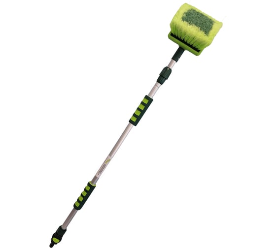 Изображение товара Телескопическая щетка для мытья ZiZay длина 1,6 метра, с клапаном под воду и краником, щетина 5 см ZZ0129