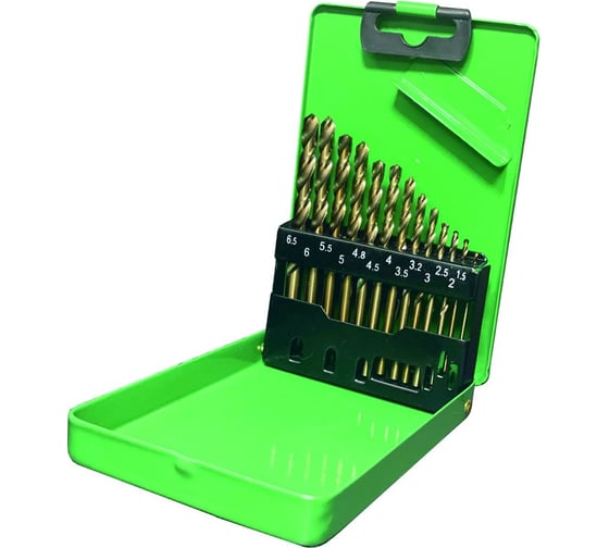 Изображение товара Набор сверл по металлу в металлическом кейсе Р6М5К5, 13 шт, 1.5-6.5x0.5+3.2+4.8 мм Резолюкс 26483