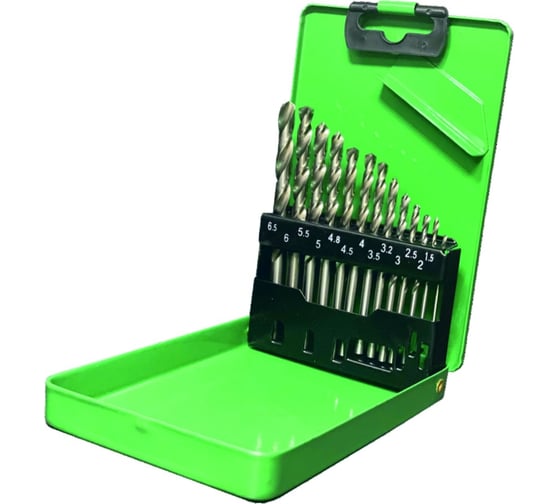 Изображение товара Набор сверл по металлу в металлическом кейсе Р6М5, А1, 13 шт, 1.5-6.5x0.5+3.2+4.8 мм Резолюкс 26423