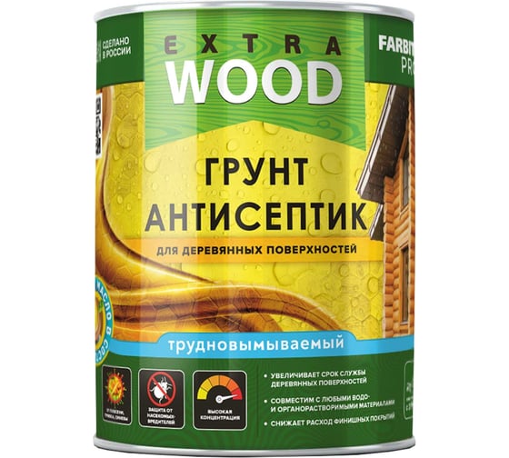 Изображение товара Грунт-антисептик Farbitex трудновымываемый, для деревянных поверхностей, 2.5 л 4300011880