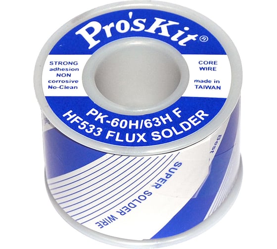 Изображение товара Припой PK-63H08F 0.8 мм, 0.25 кг, Sn63/Pb37 (HF533 флюс безотмывочный RMA) ProsKit С00040231