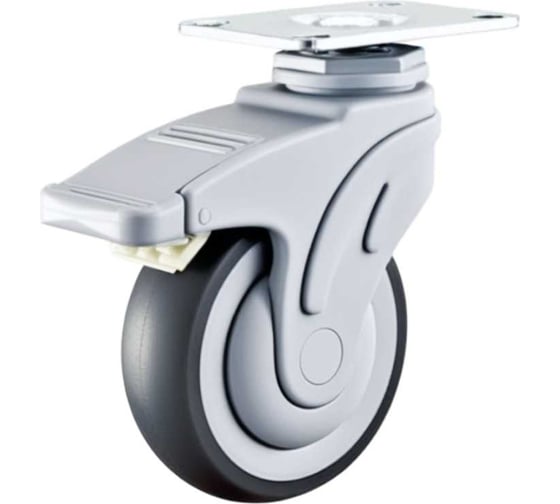 Изображение товара Поворотное колесо Brante 75 мм, на площадке с тормозом (52e), нейлон-термопластичная резина 104258