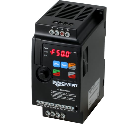 Изображение товара Преобразователь частоты INNOVERT, выходной ток 11 А 1,5 кВт вход: 1фаза x 220В/выход: 1фазах220В IDD152M21E