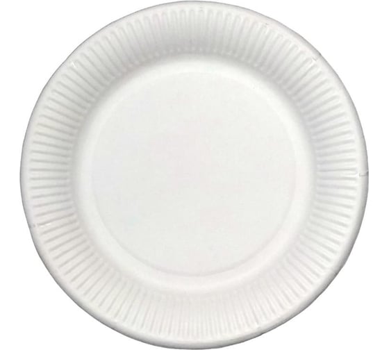 Изображение товара Одноразовая тарелка ООО Комус 18см, круглая, белая, 190 гм2, 50шт 1712214