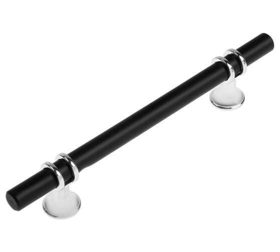 Изображение товара Ручка-скоба CAPPIO межцентровое расстояние 128 мм, диаметр 12 мм, пластик, цвет хром/черный 9047422