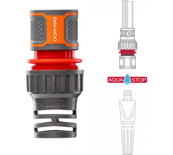 Изображение товара Коннектор для шланга (5/8”-3/4”; 15-19 мм) с аквастопом DAEWOO DWC 2519
