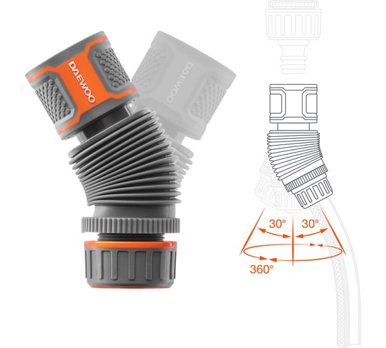 Изображение товара Коннектор гибкий для шланга (1/2”-5/8”; 12.5-15 мм) DAEWOO DWC 2815