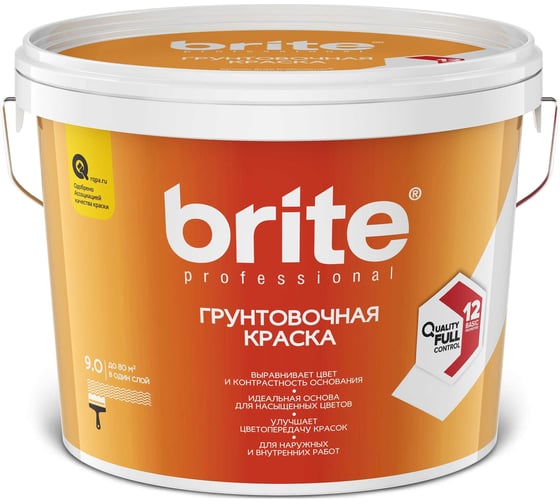 Изображение товара Грунтовочная краска BRITE PROFESSIONAL белая, ведро 9 л О05284