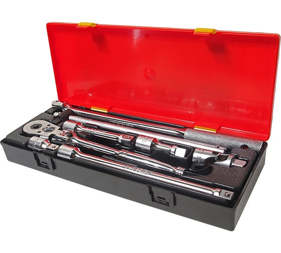Изображение товара Набор инструментов 1/2: удлинители, воротки, трещотка на шарнире, в кейсе 8шт JTC-K4083