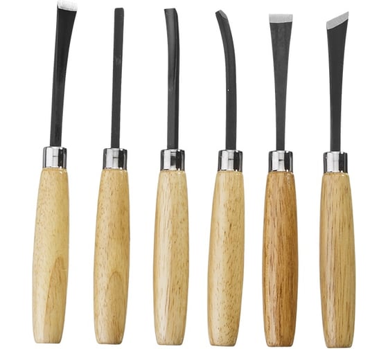 Изображение товара Набор фигурных резцов с деревянной ручкой, 6шт Stayer 1832-H6