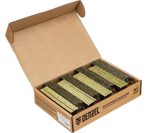 Изображение товара Гвозди для пневматического нейлера Denzel (крашен.), длина - 65 мм, диаметр - 2,9 мм, 2000 шт. 57695