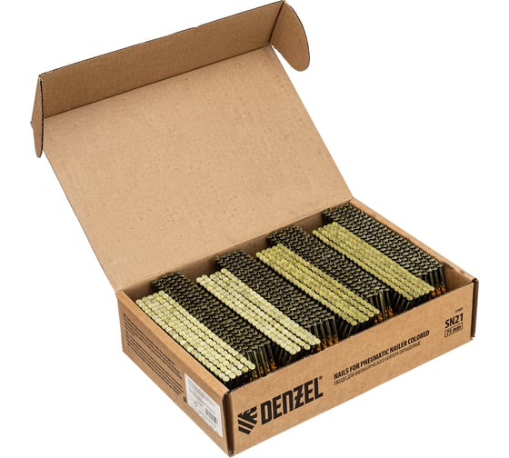 Изображение товара Гвозди для пневматического нейлера Denzel (крашен.), длина - 75 мм, диаметр - 3,05 мм, 2000 шт. 57697