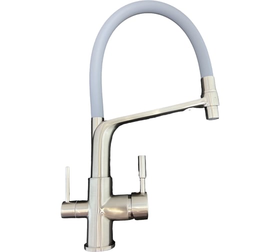 Изображение товара Смеситель для кухни OUTE с гибким изливом и дополнительным выводом под фильтр, сатин с серым изливом T61303BL-5