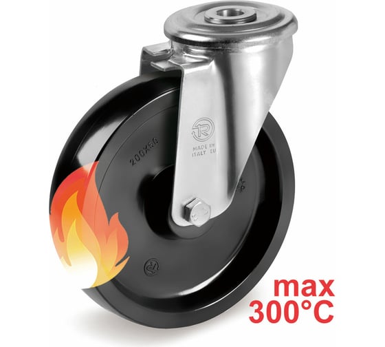 Изображение товара Колесо с вращающейся опорой и отверстием для болта (100 мм; 200 кг) Tellure rota 676102