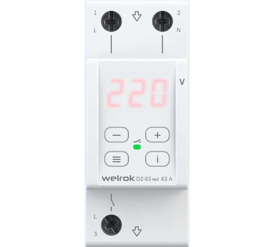 Изображение товара Реле напряжения Welrok d2-63 red 4660251140014