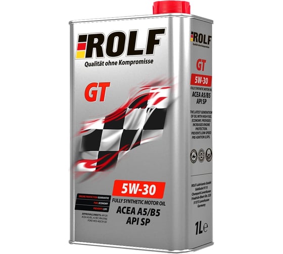 Изображение товара Моторное масло Rolf gt sae 5w-30, api sp, acea a5/b5, синтетическое, 1 л 322660