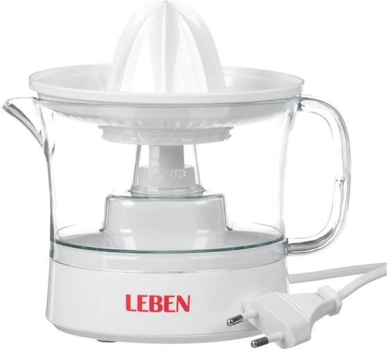 Изображение товара Соковыжималка для цитрусовых LEBEN 25 Вт, встроенная емкость для сока 0.5 л, пластик 273-019