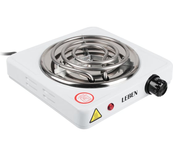 Изображение товара Одноконфорочная электрическая плитка LEBEN 1000 Вт нагревательный элемент спираль диаметр 14 см 475-039
