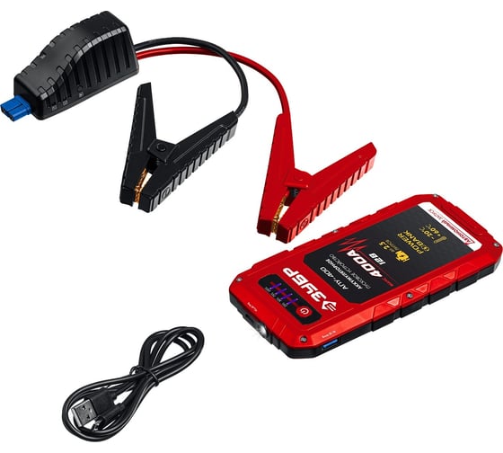 Изображение товара Аккумуляторное пусковое устройство ЗУБР АПУ-400 12 В, макс. 400 А 59322