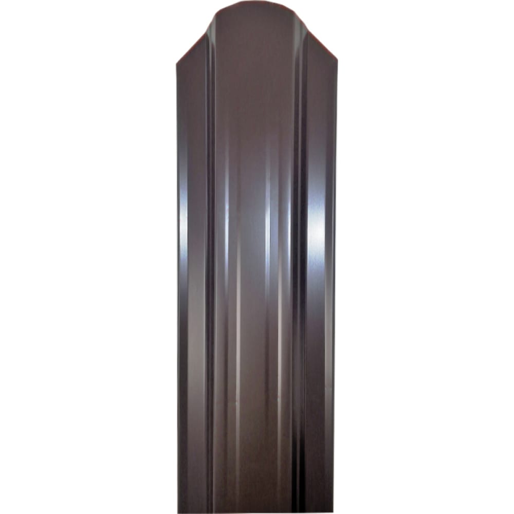 Односторонний металлический полукруглый штакетник Таврос, цвет шоколадно-коричневый