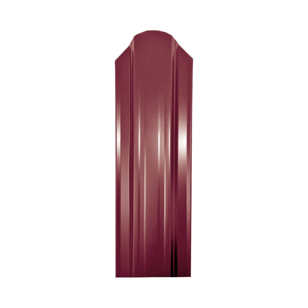Двухсторонний полукруглый металлический штакетник Таврос, цвет красное вино