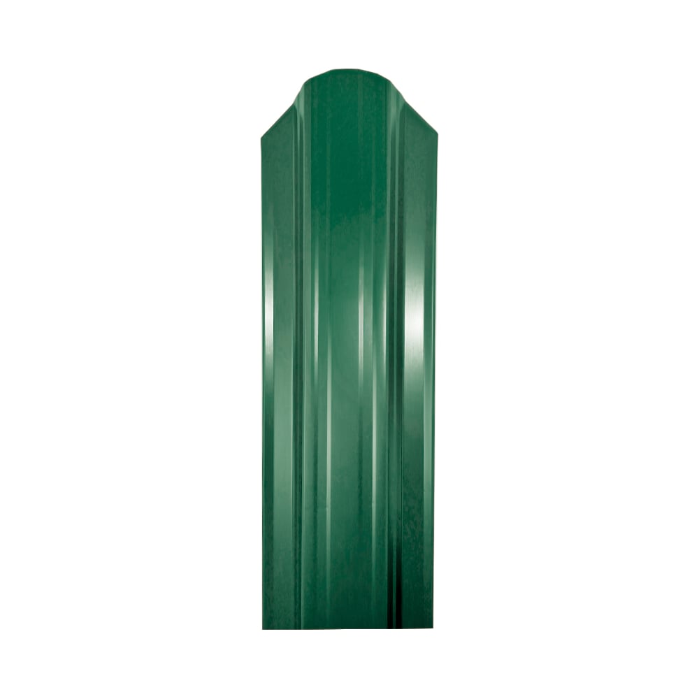 Односторонний металлический полукруглый штакетник Таврос, цвет зеленый мох