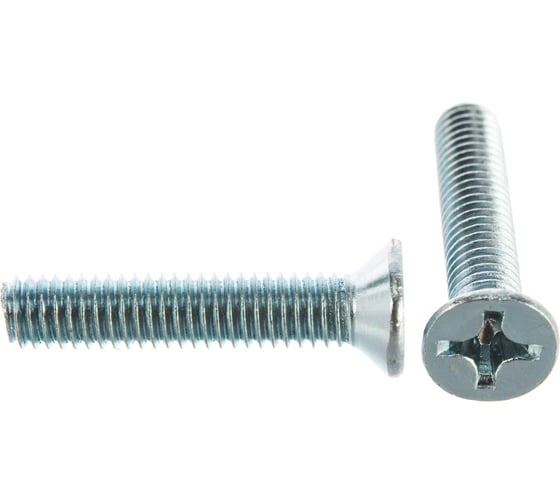 Изображение товара Винт DIN 965 с потайной головкой, оцинкованный М6х30, 60шт - коробка Tech-Krep 105242