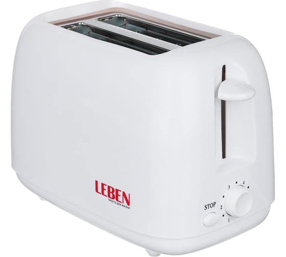 Изображение товара Тостер LEBEN 650 Вт, 2 отдела, механический, 6 степеней прожарки, цвет белый HJT-022 271-017