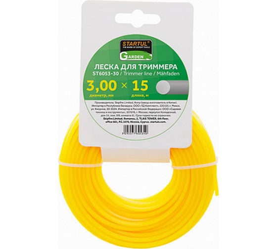 Изображение товара Леска для триммера Garden 3 мм, 15 м, сечение круглое STARTUL ST6053-30