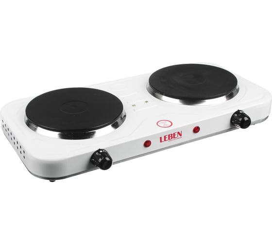 Изображение товара Двухконфорочная электрическая плитка LEBEN 2000 Вт нагревательный элемент диск диаметр 15.5 см 475-036