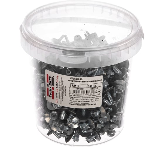 Изображение товара Кровельный саморез Tech-Krep КР ZP сверло 5,5х19 300 шт, ведро 104750