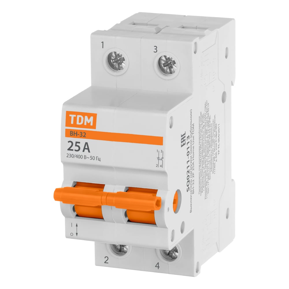 Изображение товара Выключатель нагрузки TDM ELECTRIC (мини-рубильник) ВН-32 2P 25A Home Use SQ0211-0113