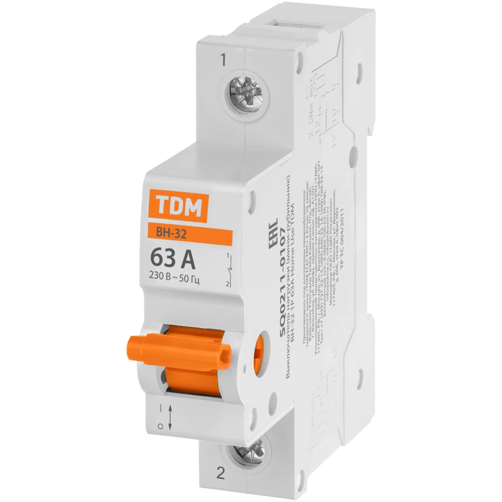 Изображение товара Выключатель нагрузки TDM ELECTRIC (мини-рубильник) ВН-32 1P 63A Home Use SQ0211-0107 Изображение товара Выключатель нагрузки TDM ELECTRIC (мини-рубильник) ВН-32 1P 63A Home Use SQ0211-0107