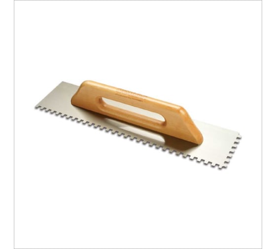 Изображение товара Зубчатый полутер DEKOR HASSAN 120x500 мм квадратный зуб 12x12 мм, деревянная ручка, нерж. сталь 843