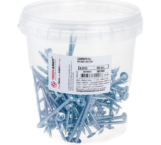 Изображение товара Саморез Tech-Krep ШСММ 4,2х75 100 шт, ведро 100108