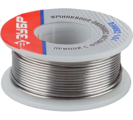 Изображение товара Припой оловянно-свинцовый (100 гр; 30% Sn; 70% Pb) Зубр 55422-100