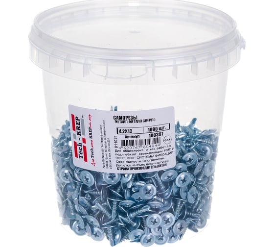 Изображение товара Саморез Tech-Krep ШСММ сверло 4,2х13 1000 шт, ведро 100381