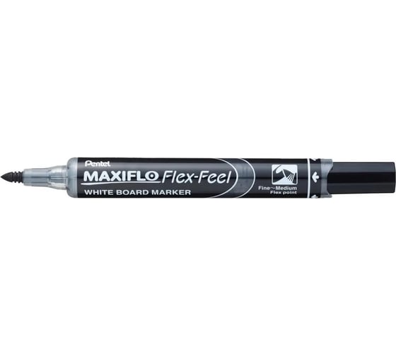 Изображение товара Маркер для белых досок Pentel Maxiflo Flex-Feel MWL5SBF-AX гибкий наконечник, 1 - 5 мм, перо круглое, черный 610120